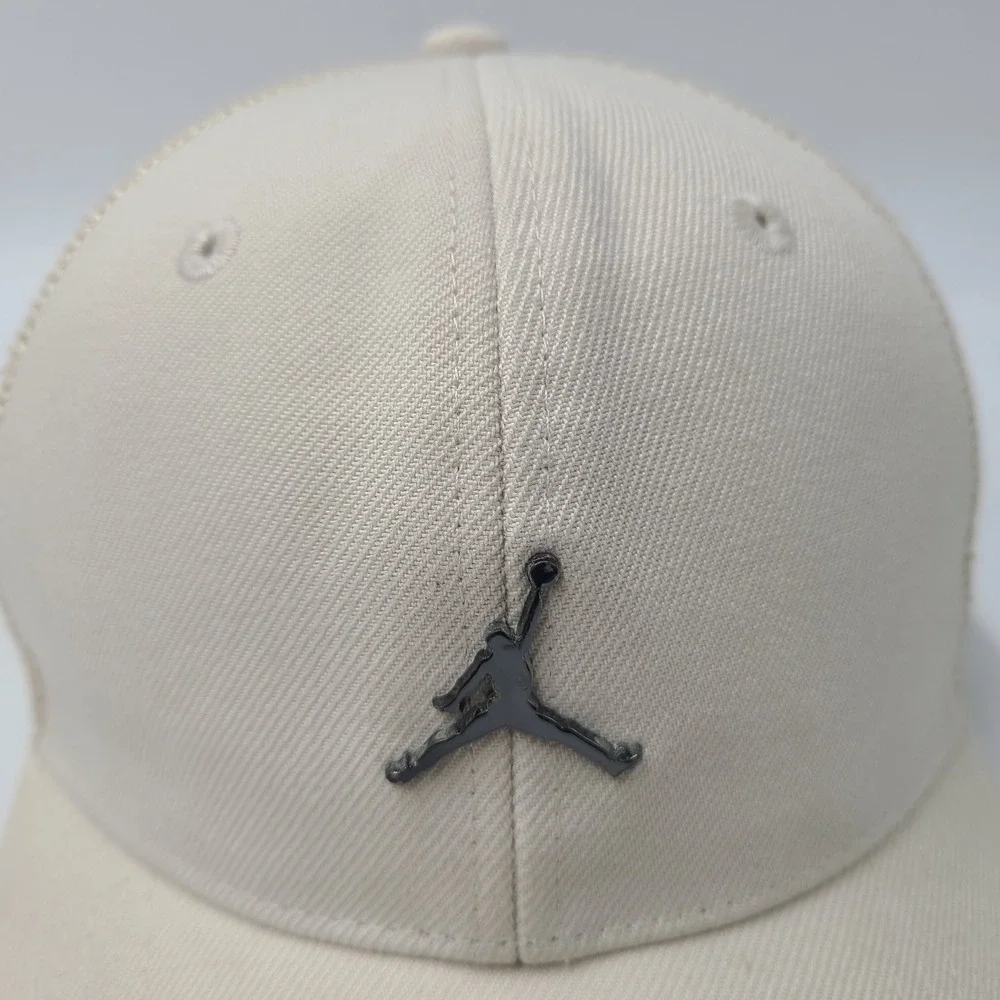 Kids Jordan Hat Snapback Trucker Mesh Beige Black Air Jumpman Metal Logo Boys